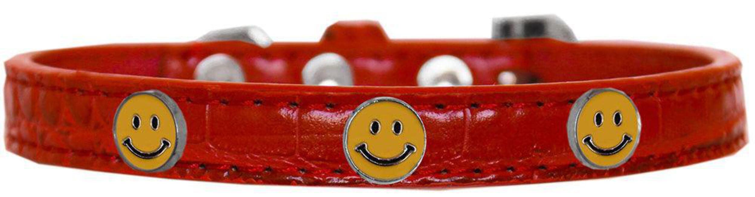 Mirage Pet Products Happy Face Widget Croc Dog Collar Orange Size 18