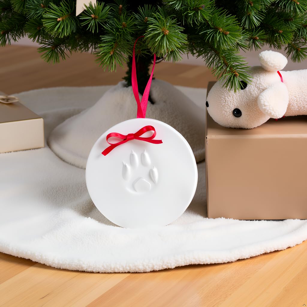 Tiny Ideas Christmas Paw Print Ornament Kit, DIY No Bake No Mess Holiday Keepsake, Dog or Cat Christmas Ornament, Pet Memorial K