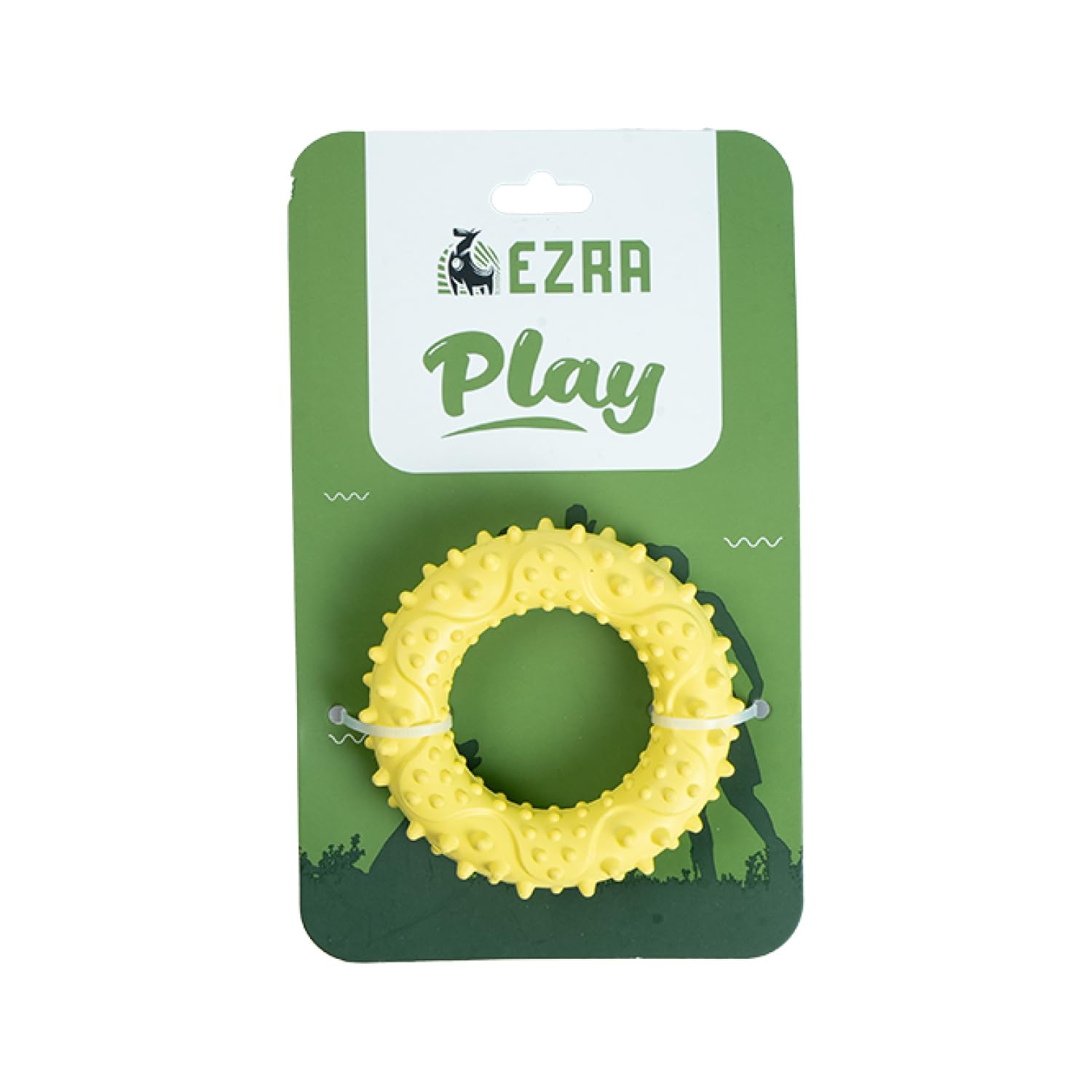 Ezra Play Spiky Small Ring Dog Chew Toy  Yellow | Durable NonToxic Rubber, Textured For Dental Health | Interactive Fetch & Ch