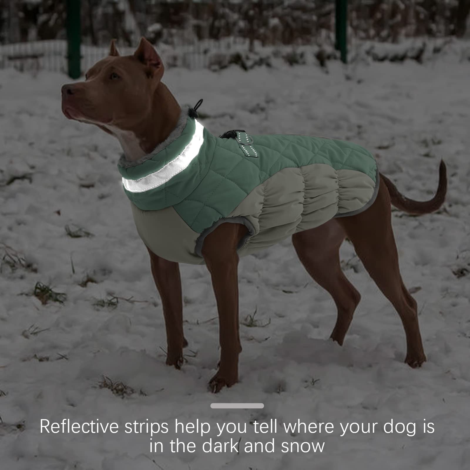Fuamey Dog Winter Jacket,Dog Cold Weather Coats Paded Dog Vest With Harness Built In Pet Warm Clothes Dog Apparel With Back Zipp