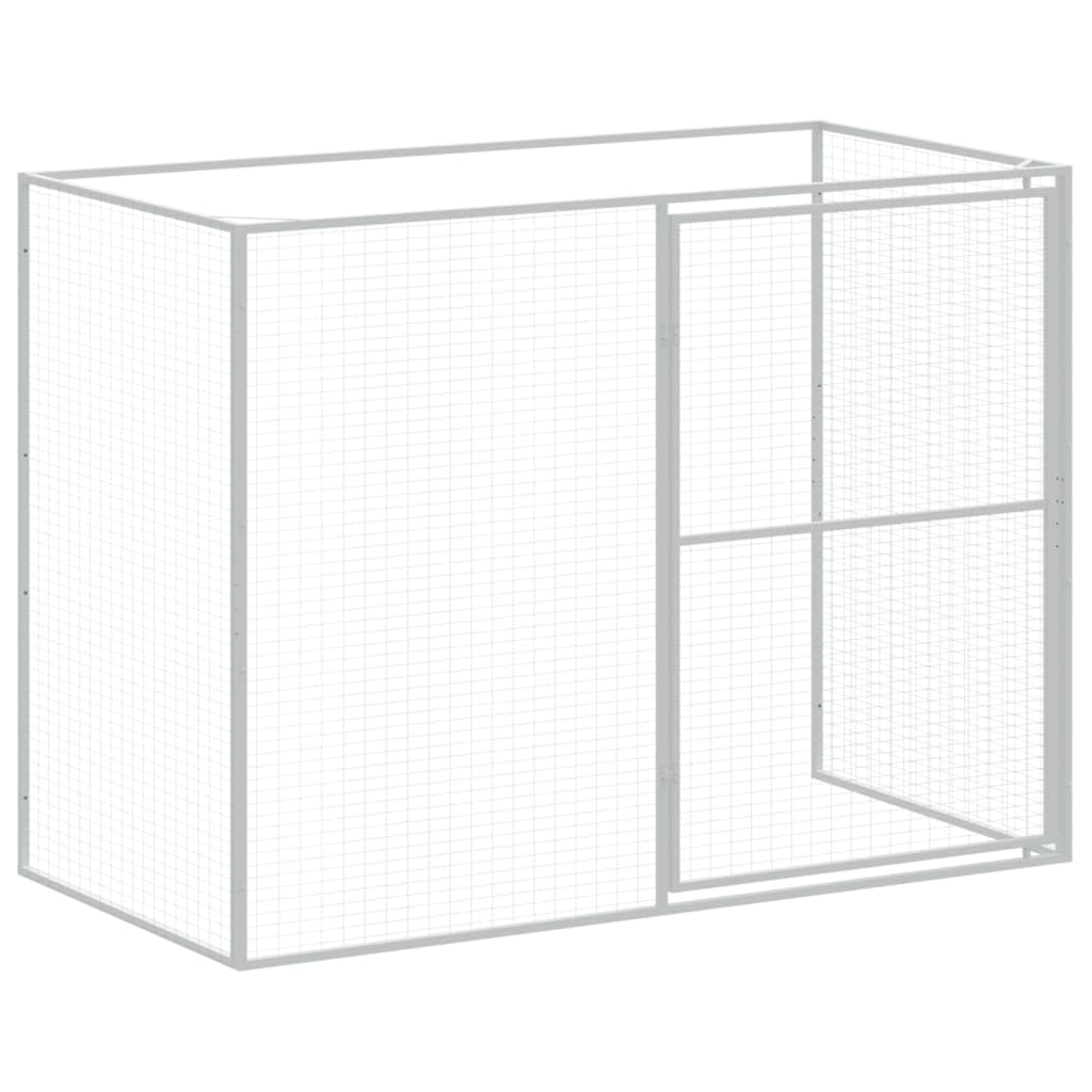 vidaXL Dog House with Run Light Gray 84.3x501.2x71.3 Galvanized Steel