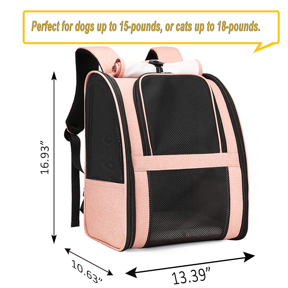 Texsens Pet Carrier Backpack With Window Blind For Small Cats Dogs, Ventilated Design, Safety Straps, Buckle Support, Collapsible, Designed For Travel, Hiking, Winter Outing, Outdoor, Go To Vet