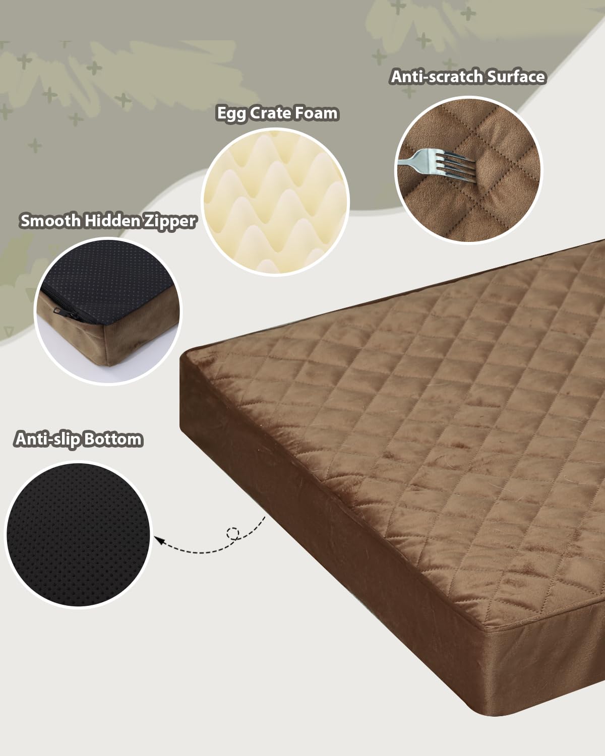 Nupida Orthopedic Dog Beds For Extra Large Dogs Waterproof With Removable Washable Cover And Non-Slip Bottom, Quilting Dog Mattr