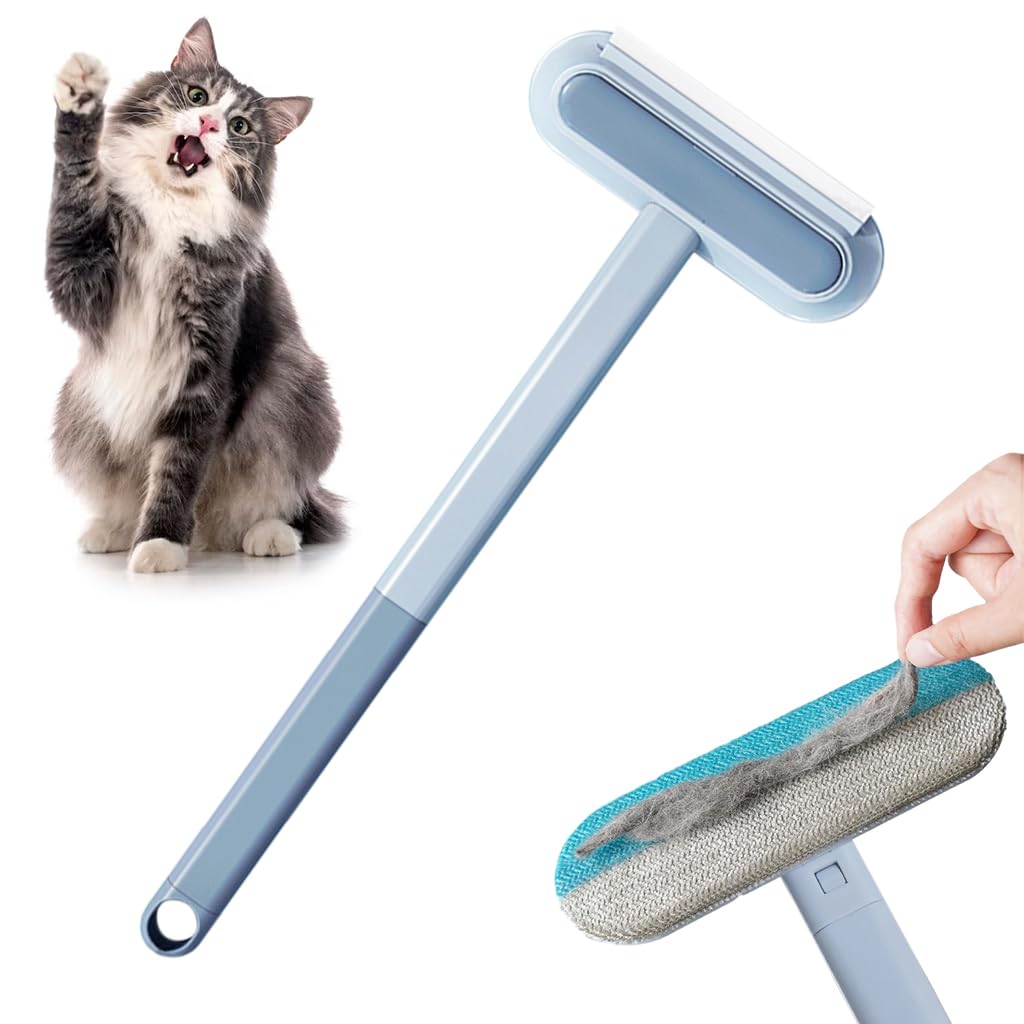 Qpets Cat Brush Dog Comb, 3 In 1 Pet Hair Remover Brush With 2 Intergrated Cleaning Brushes, Reusable Long Handle Pet Brush Dust