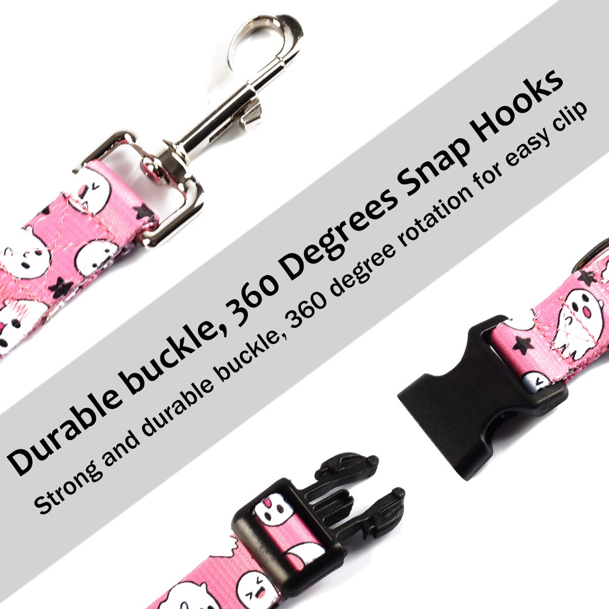 Impoosy2Pcs Dog Halloween Collar With Pet Ghost Leash Set Cat Gift Adjustable Dog Cute Collars For Small Medium Large Pets Dogs Cats (X-Lrge, Pink)