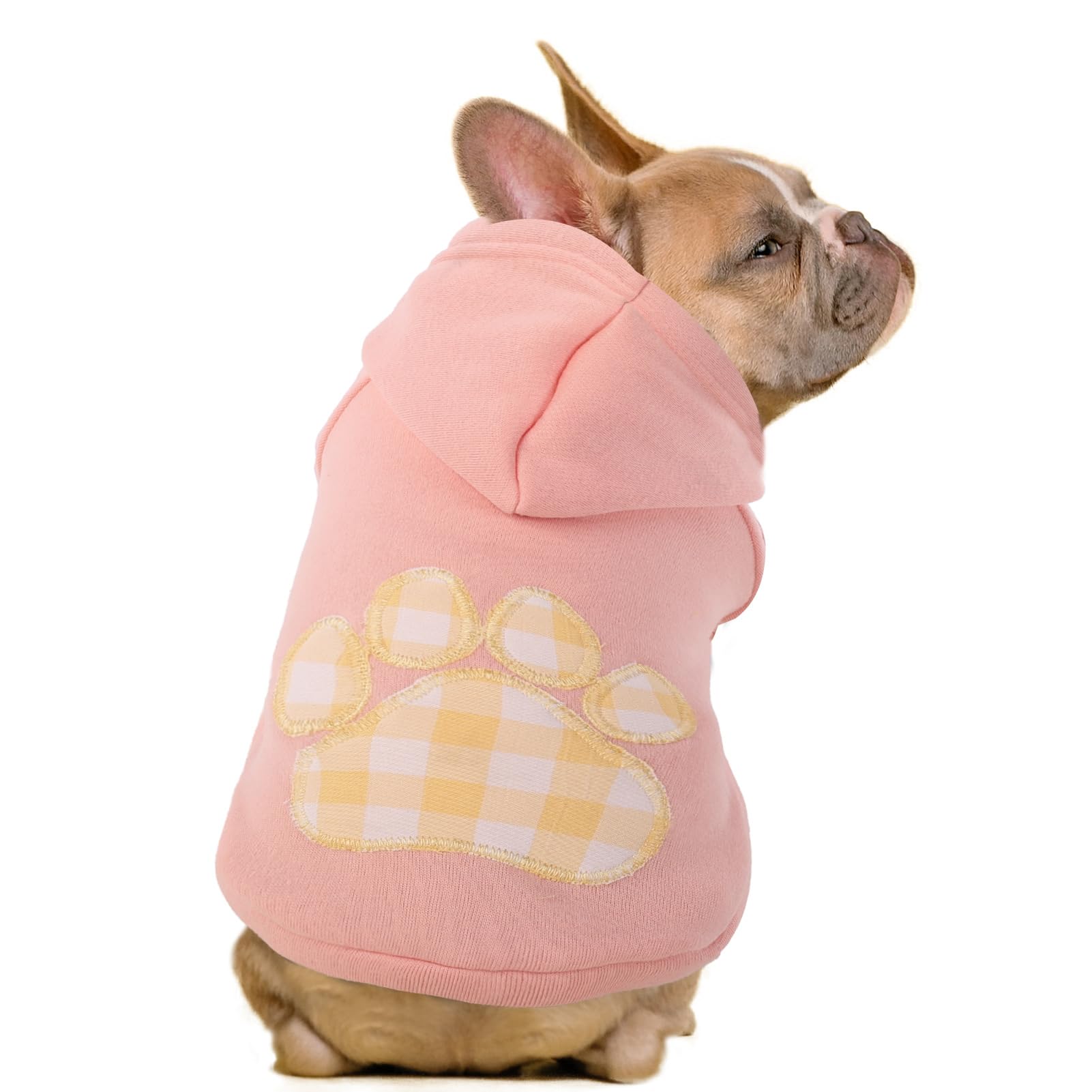 Sawmong Dog Hoodie,Flannel Pet Hooded Sweater With Hat Puppy Pullover Sweater Shirt,Dog (Pink,S)