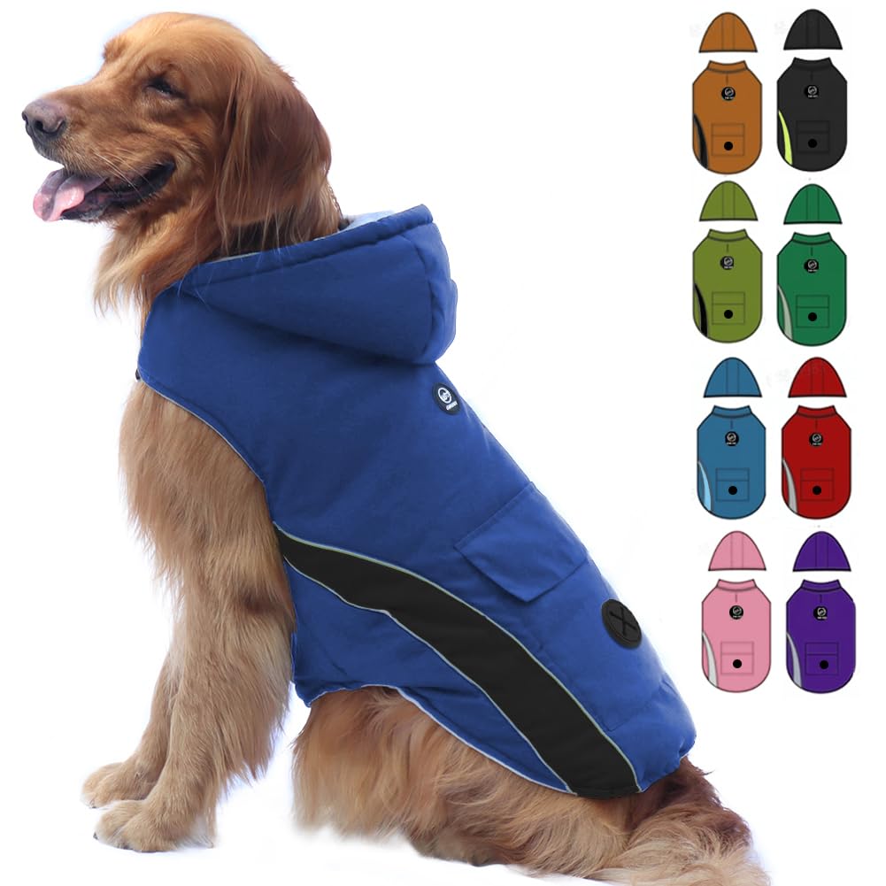 Emust Dog Jacket - Cozy Winter Vests For Dogs, Windproof, Reflective, L/Blue