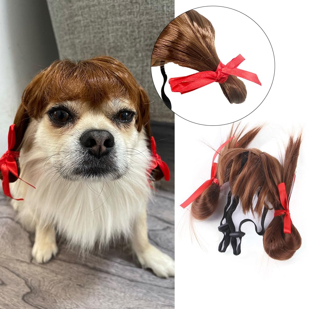 Dog Wig Pet Costumes, Cat Costume Synthetic Accessories Small Dog Headwear For Halloween Christmas Eve Festival Party Decor, Head Wear Apparel Toy (C)