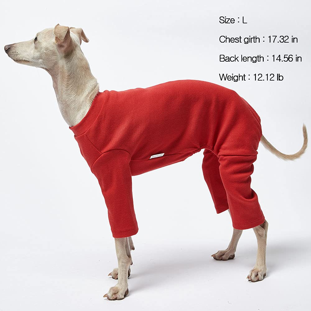 Lucky Petter Pajamas For Small Dogs - Basic Onesie Jammies, Stretchable Jumpsuit Bodysuit Pjs (Basic Red, 2X-Large)
