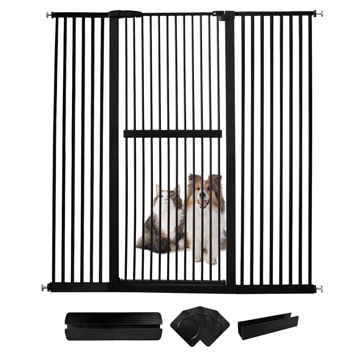 Lumizone Extra Tall Cat Gate 61.02 High Pressure Mounted Extra Wide 59.25-63.38 (17Sizes) 1.37 Gap No Drilling Auto-Close Tall P