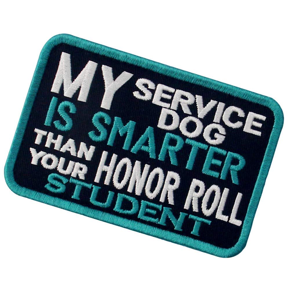 My Service Dog Is Smarter Vests/Harnesses Service Dog Emblem Embroidered Fastener Hook & Loop Patch