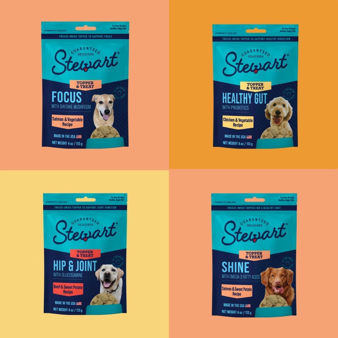Stewart Freeze Dried Dog Food Topper, Hip and Joint, Beef and Sweet Potato Recipe, 8 Ounce Pouch, Glucosamine for Healthy Joints