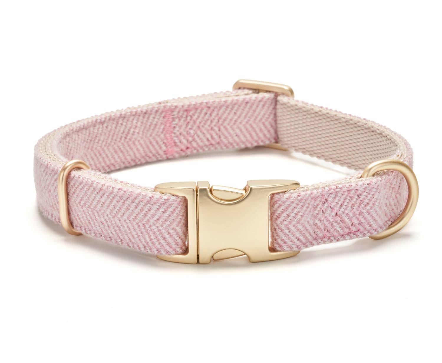YUDOTE Soft Cotton Hemp Dog Collar with Metal Buckle Adjustable Tweed Dog Collars for Female Small Medium Large Dogs(Pink,Small)