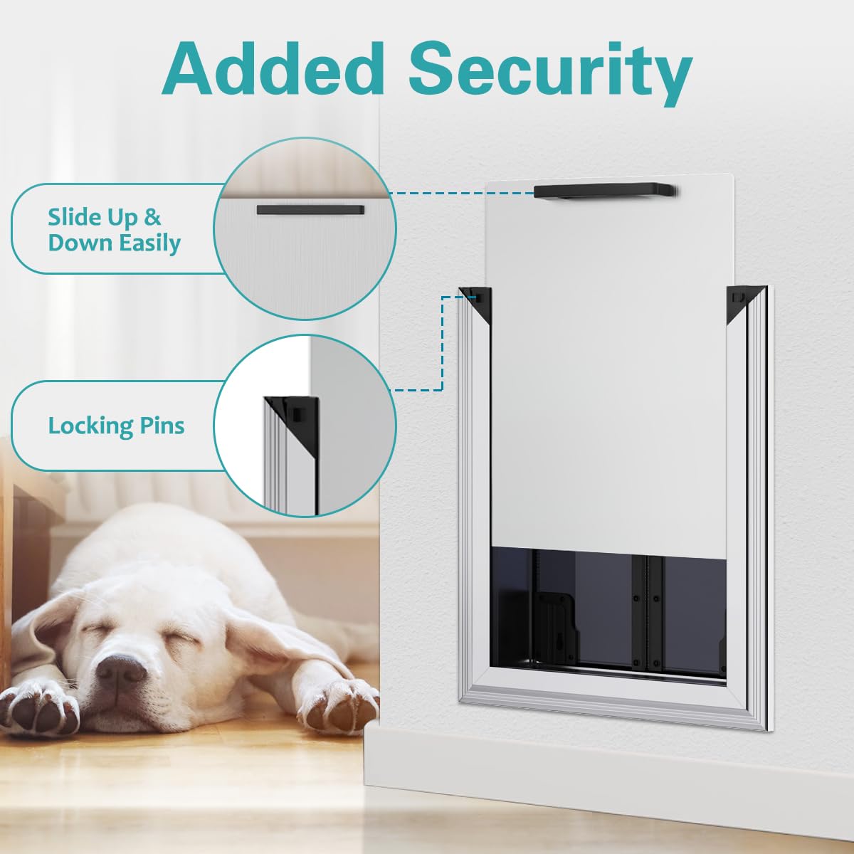 Large Dog Door, Energy Efficient French Doggy Door With Aluminum Frame, Telescoping Tunnel, Magnetic Flaps And Sliding Lock Pane