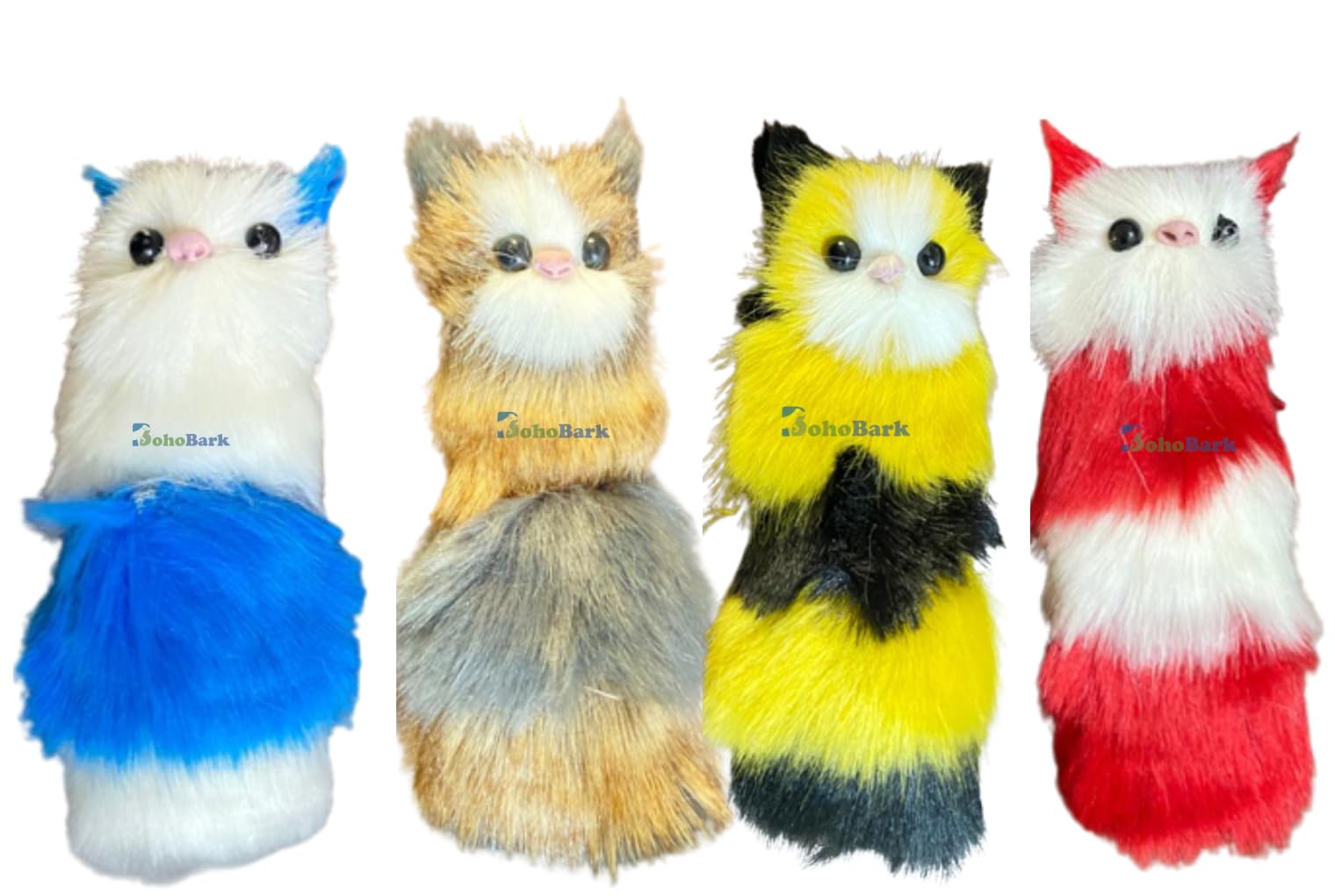 Bohobark Cat Teaser Fur Squeaky Toys For Cat Coloaur May Very Pack Of 2 Pcs__ Kitten Face