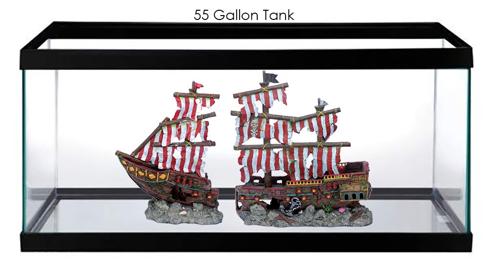 Penn-Plax Deco-Replicas Striped Sail Shipwreck Aquarium Decoration – Safe For Freshwater And Saltwater Fish Tanks – Large – 2 Pieces