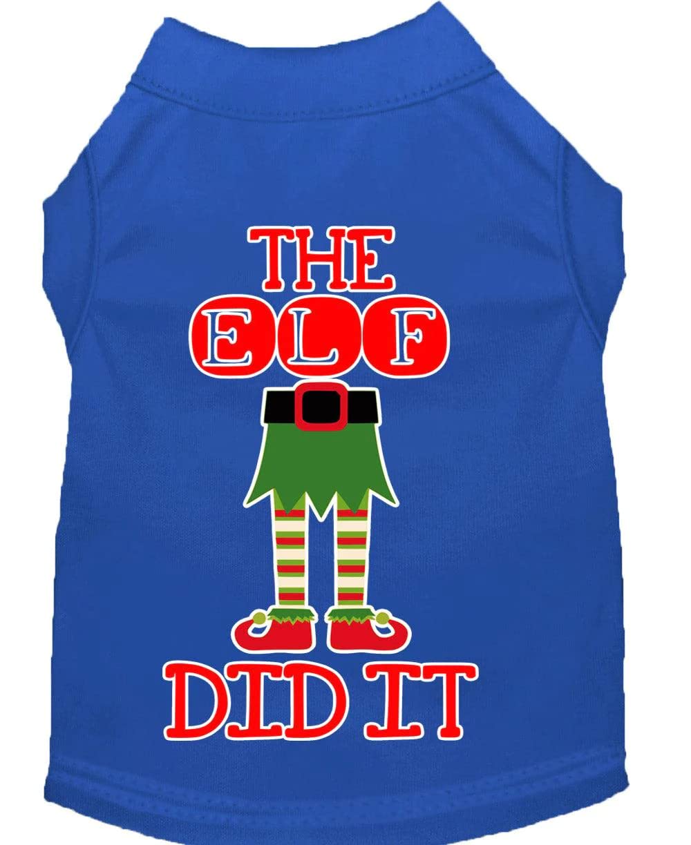 Christmas Pet Dog & Cat Shirt Screen Printed, "The Elf Did It" Light Pink SM (3-6 lbs.)