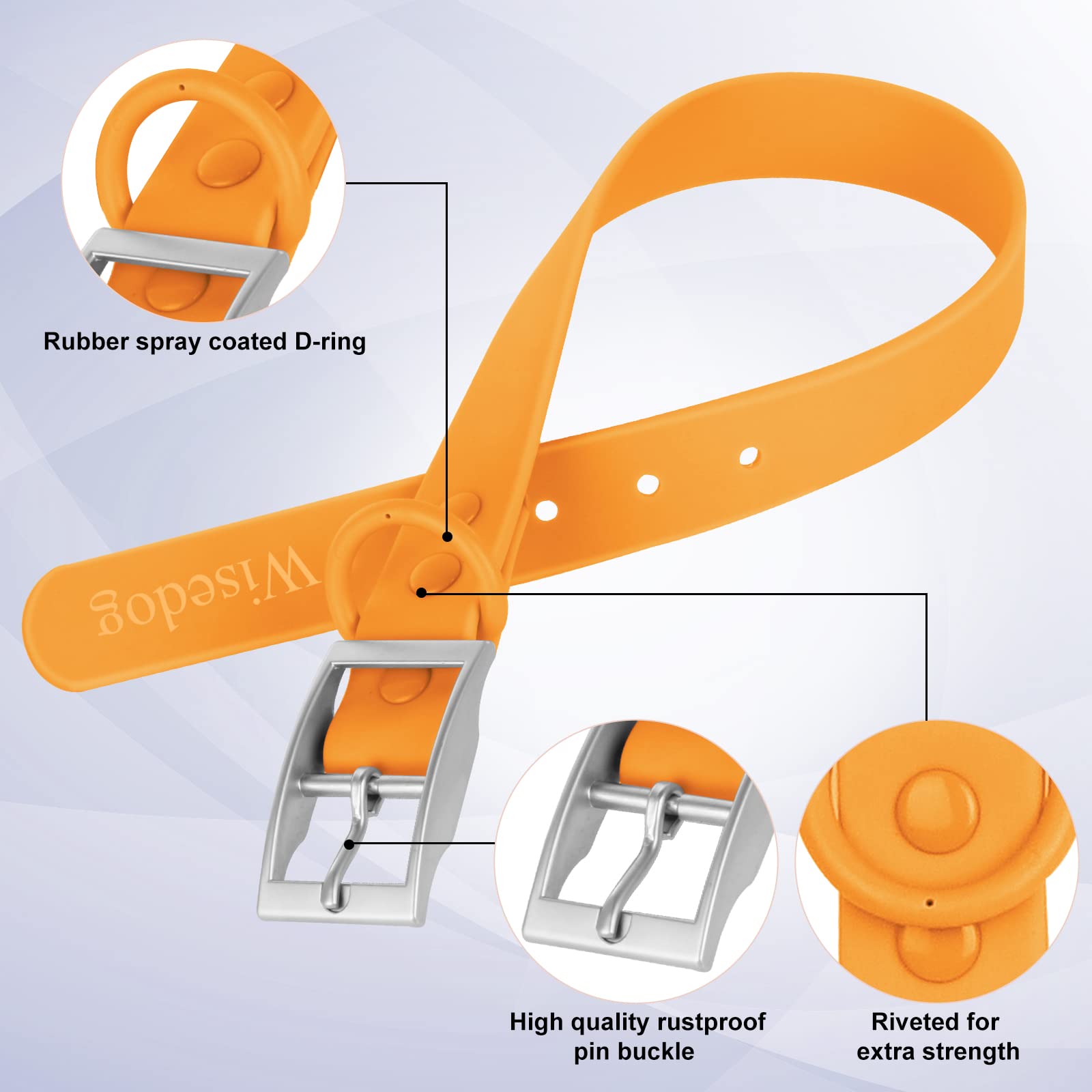 Wisedog Waterproof Dog Collar: Multiple Adjust 8.5” To 32.6”, Soft Rubber Coated Webbing, Easy To Clean, For Small Medium Large Dogs (S(Length:8.5'-12.5'; Width:0.8'), Yellow)