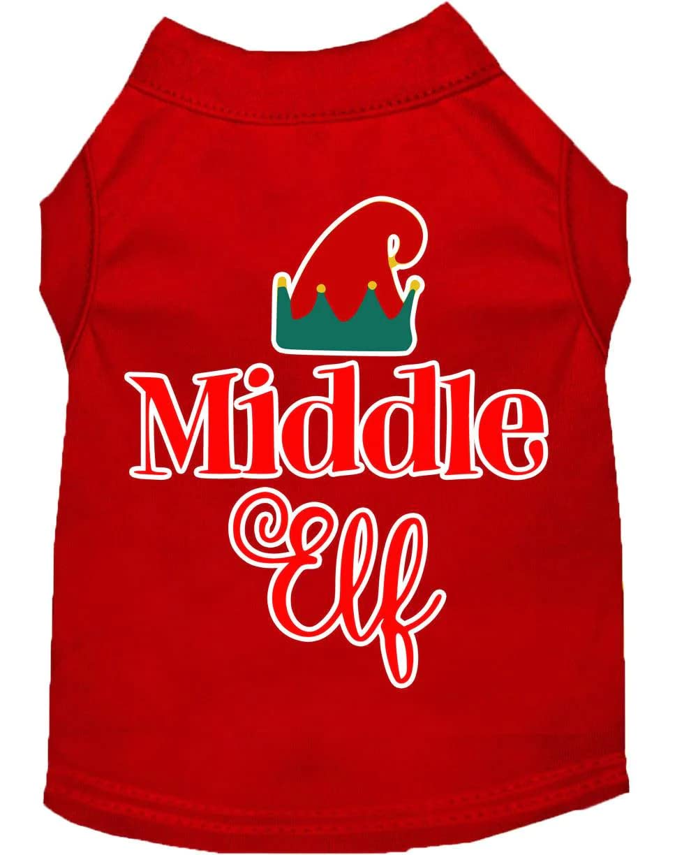 Christmas Pet Dog & Cat Shirt Screen Printed, "Middle Elf" Blue SM (3-6 lbs.)