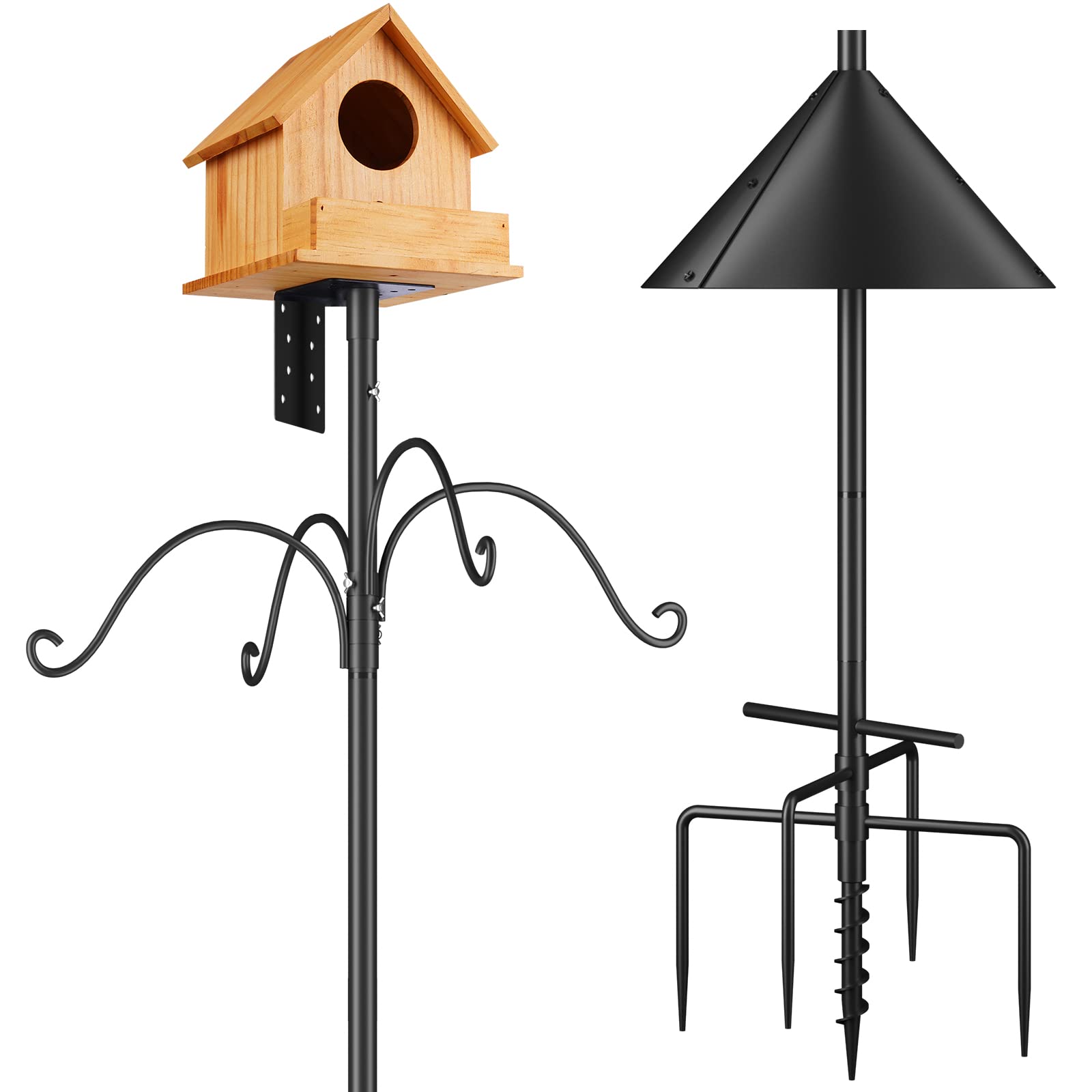 Bird Feeders Pole, Bird House Pole 80 Inch, Adjustable Heavy Duty Bird Feeder Stand Pole, Bird Feeding Station with Sturdy Ancho