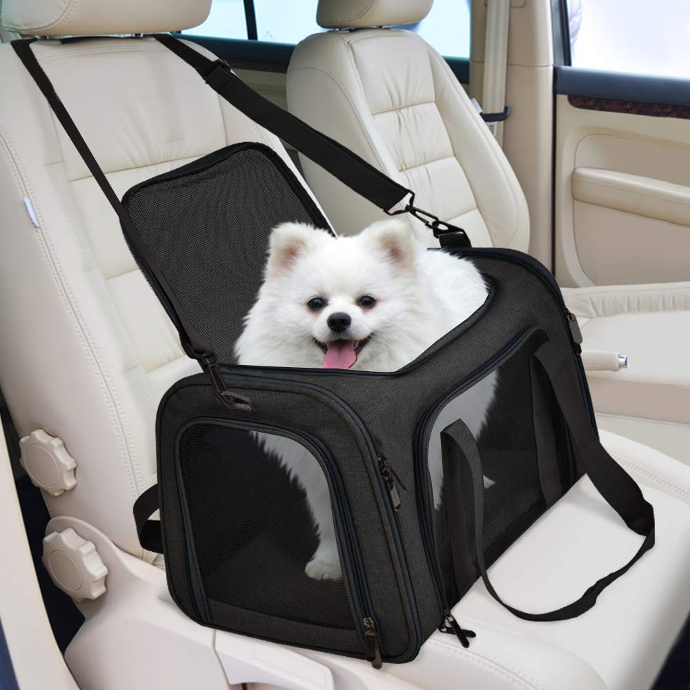 Henkelion Large Cat Carriers Dog Carrier Pet Carrier For Large Cats Puppies Up To 25Lbs, Big Dog Carrier Soft Sided, Collapsible Waterproof Travel - Large - Black