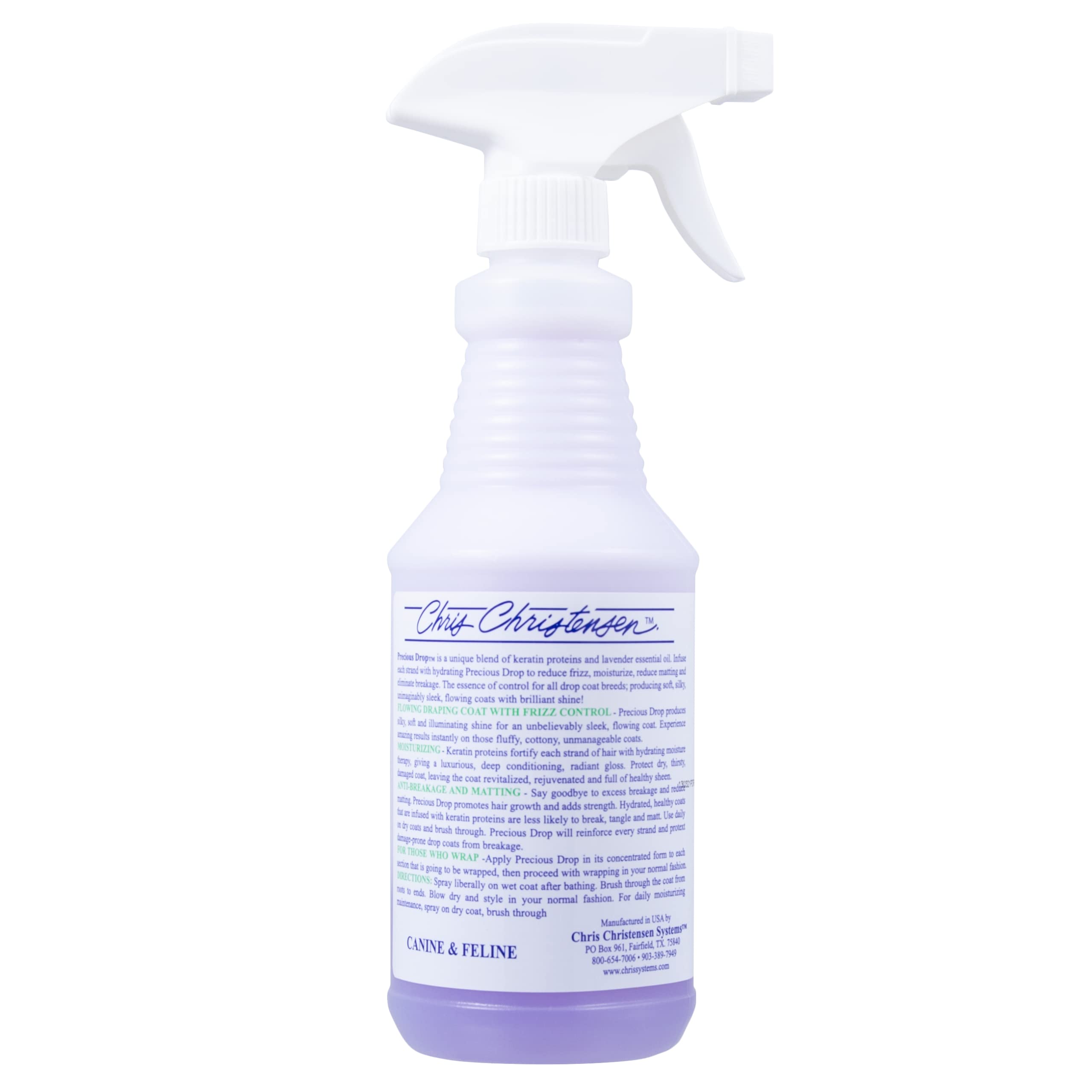 Chris Christensen Precious Drop Ready To Use Conditioner, Dog Conditioner, Groom Like A Professional, Reduces Frizz & Matting, Eliminates Breakage, All Coat Types, Made In Usa, 16 Oz