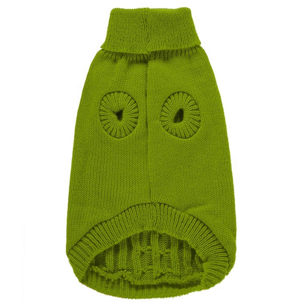 Small Dog Sweaters Knitted Pet Cat Warm Dog Sweatshirt Winter Clothes Kitten Puppy Sweater (X-Small,Light Green)