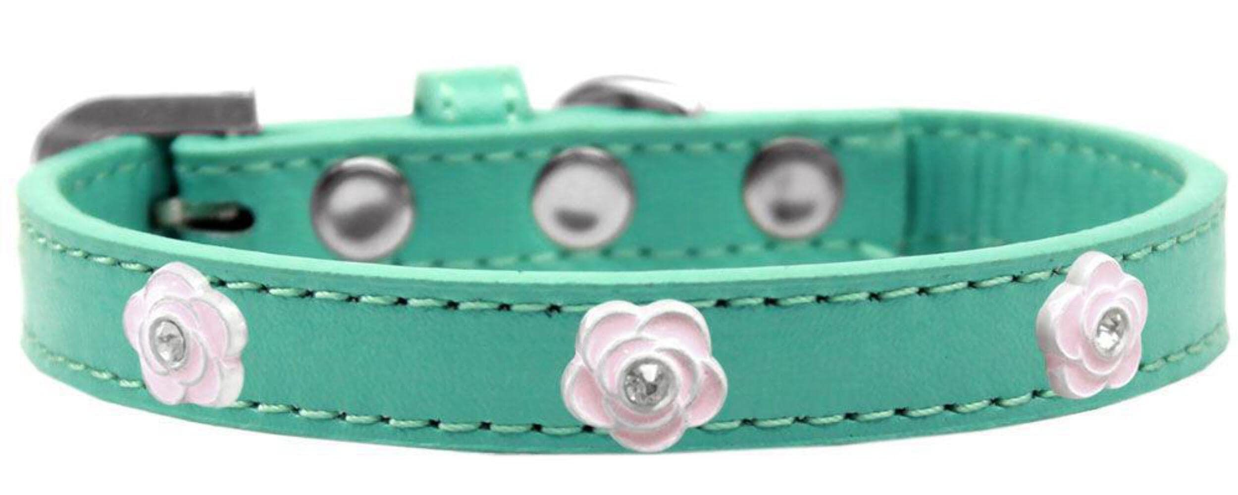 Mirage Pet Products Light Pink Rose Widget Dog Collar, Bright Pink, Size 10