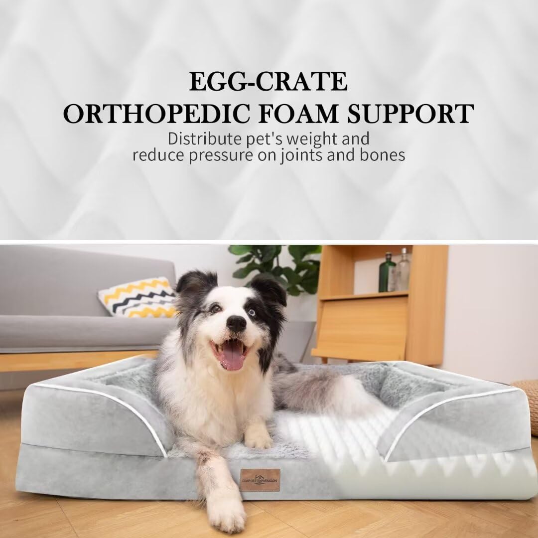 Comfort Expression Xl Dog Beds Waterproof, Orthopedic Foam Dog Beds Large Sized, Bolster Dogs Beds Washable Pet Sofa With Remova