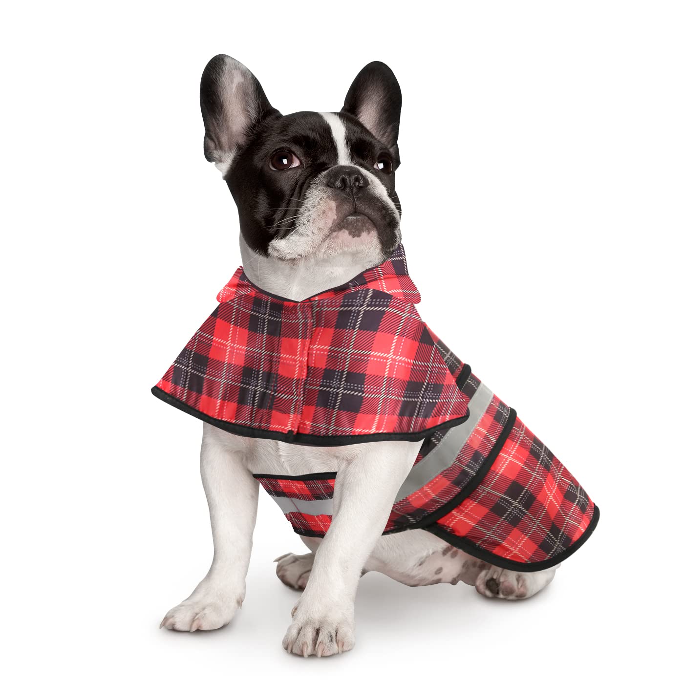 Hde Dog Raincoat Hooded Slicker Poncho For Small To X-Large Dogs And Puppies Plaid - S