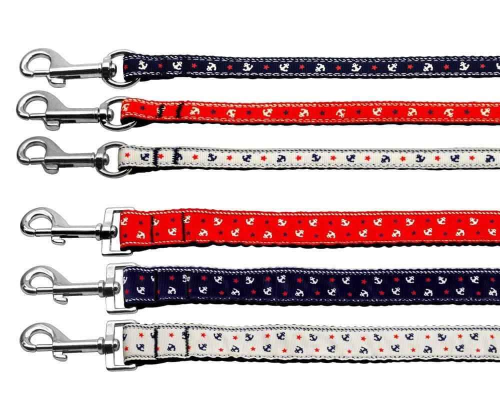 Mirage Pet Products Anchors Nylon Ribbon Collar for Pets, Large, White