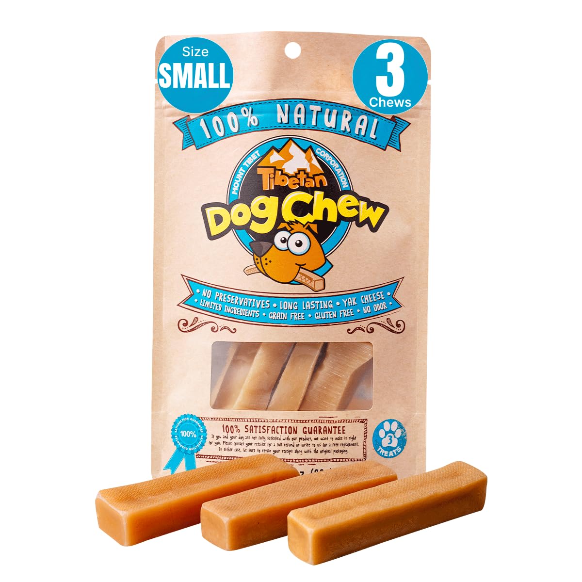 Tibetan Dog Chew Yak Cheese Sticks - Natural Handmade Treats for Small Dogs, Long-Lasting, Easy to Digest with No Additives, Raw
