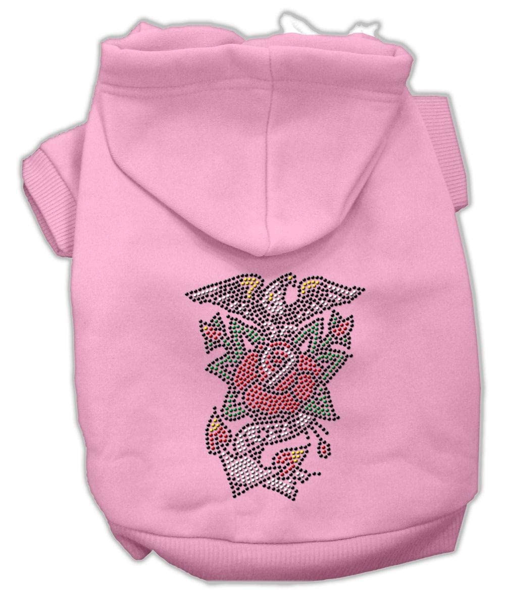 Pet, Dog & Cat Hoodie Nailhead Rhinestone, "Eagle Rose" Black XS (0-3 lbs.)