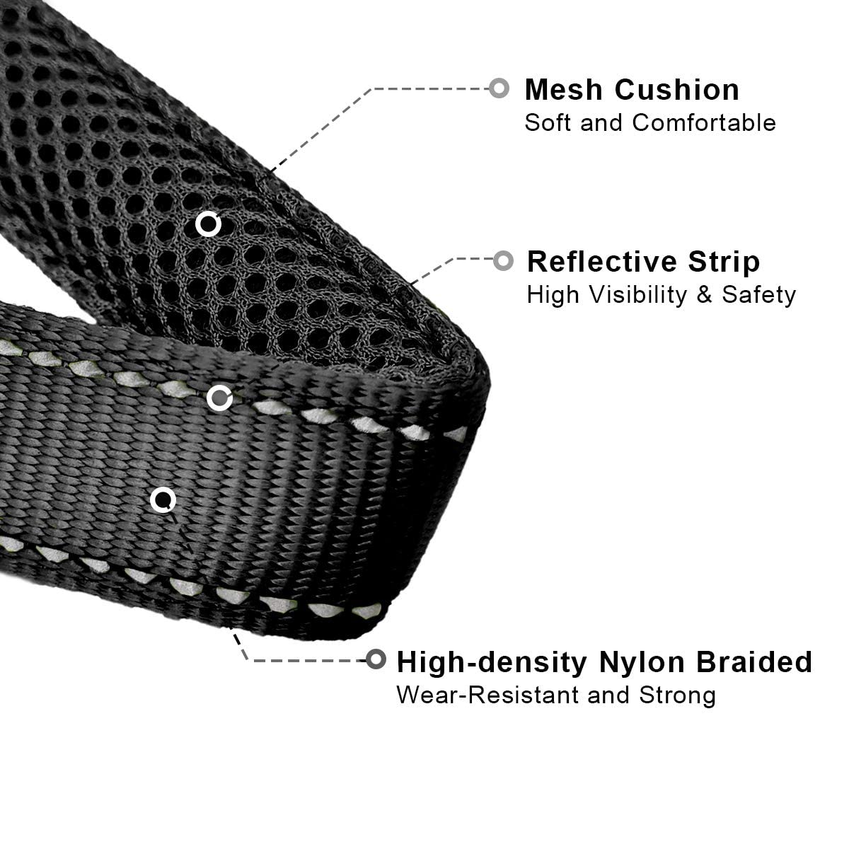 Mycicy Reflective Slip Collar, Soft Nylon Training Choke Collar For Dogs In Black 22', Wide 1'