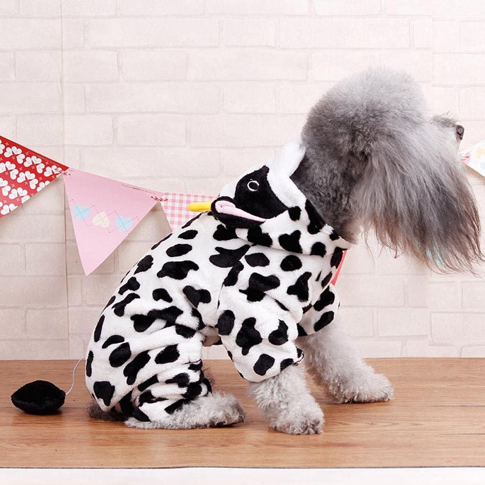 Dog Cow Costume - Adorable Halloween Dog Costumes Cow Style Hoodie Soft And Comfortable Jumpsuits For Small Puppy Dog