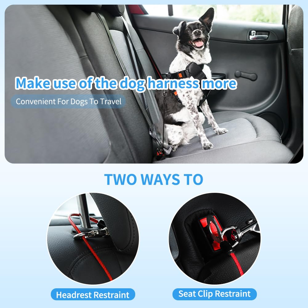 Mi Metty Dog Seat Belt Harness For Car, 2Pcs Dog Seatbelt Of Coated Wire Leash Safety Restraint, No Chew Tether Cable Vehicle Do