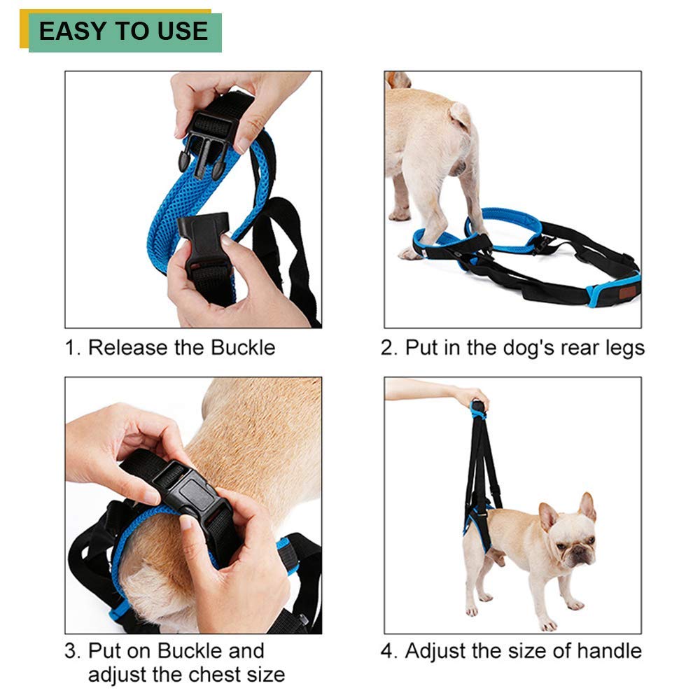 Coppthinktu Dog Lift Harness - Large Adjustable Mesh Support for Senior & Injured Dogs - Blue