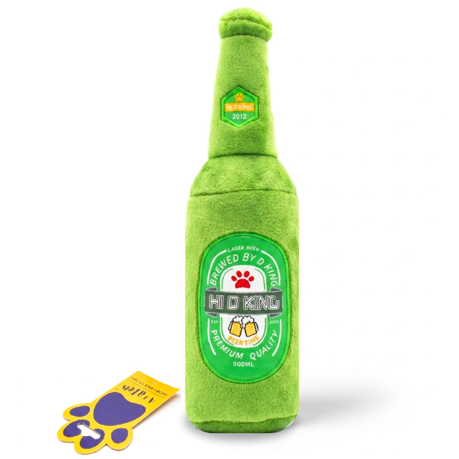 A+A Pets Happy Hour Collection Plush Squeaky Dog Toy | Interactive Play For Medium & Large Breed Dogs (Voddy The Bottle)