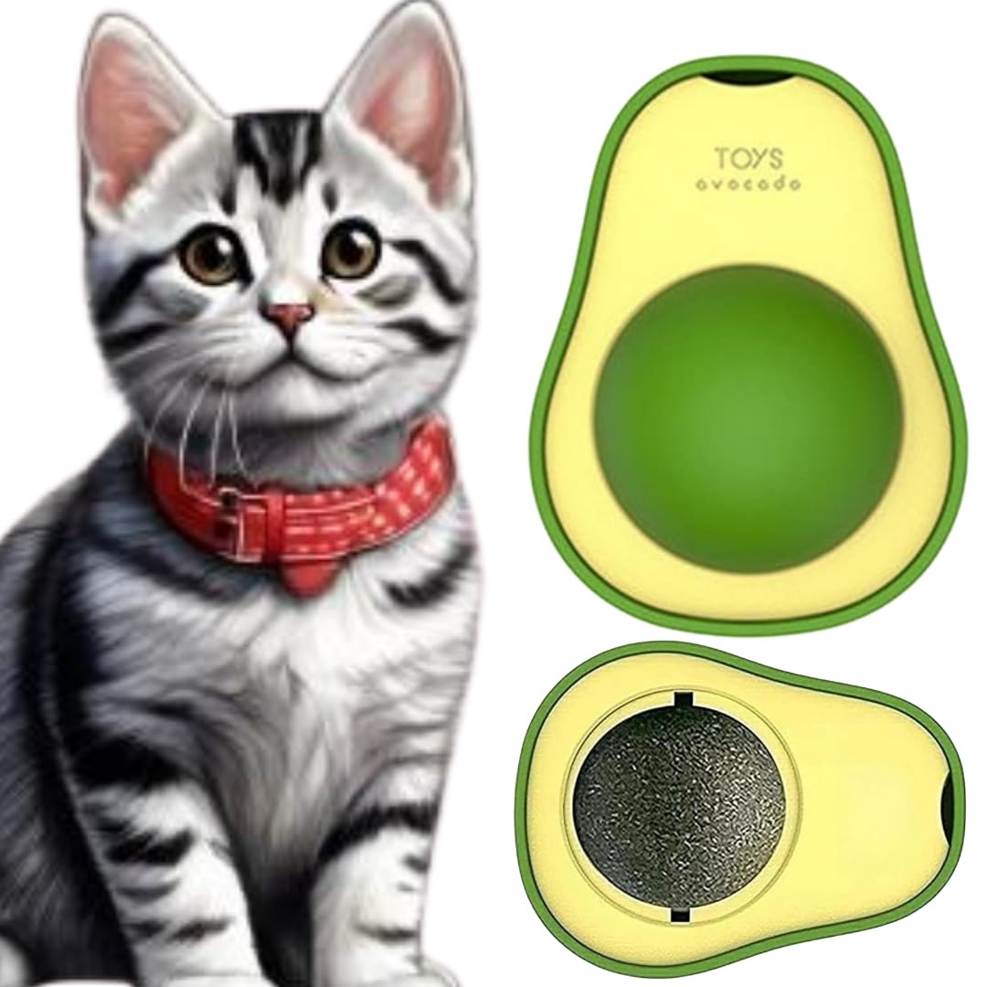 Sage Square Catnip Minty Avacado Ball Toy For Cats, Avacado Shape Catnip Toy, Funny Kitten Toy, Interactive Cat Toy For Indoor, 