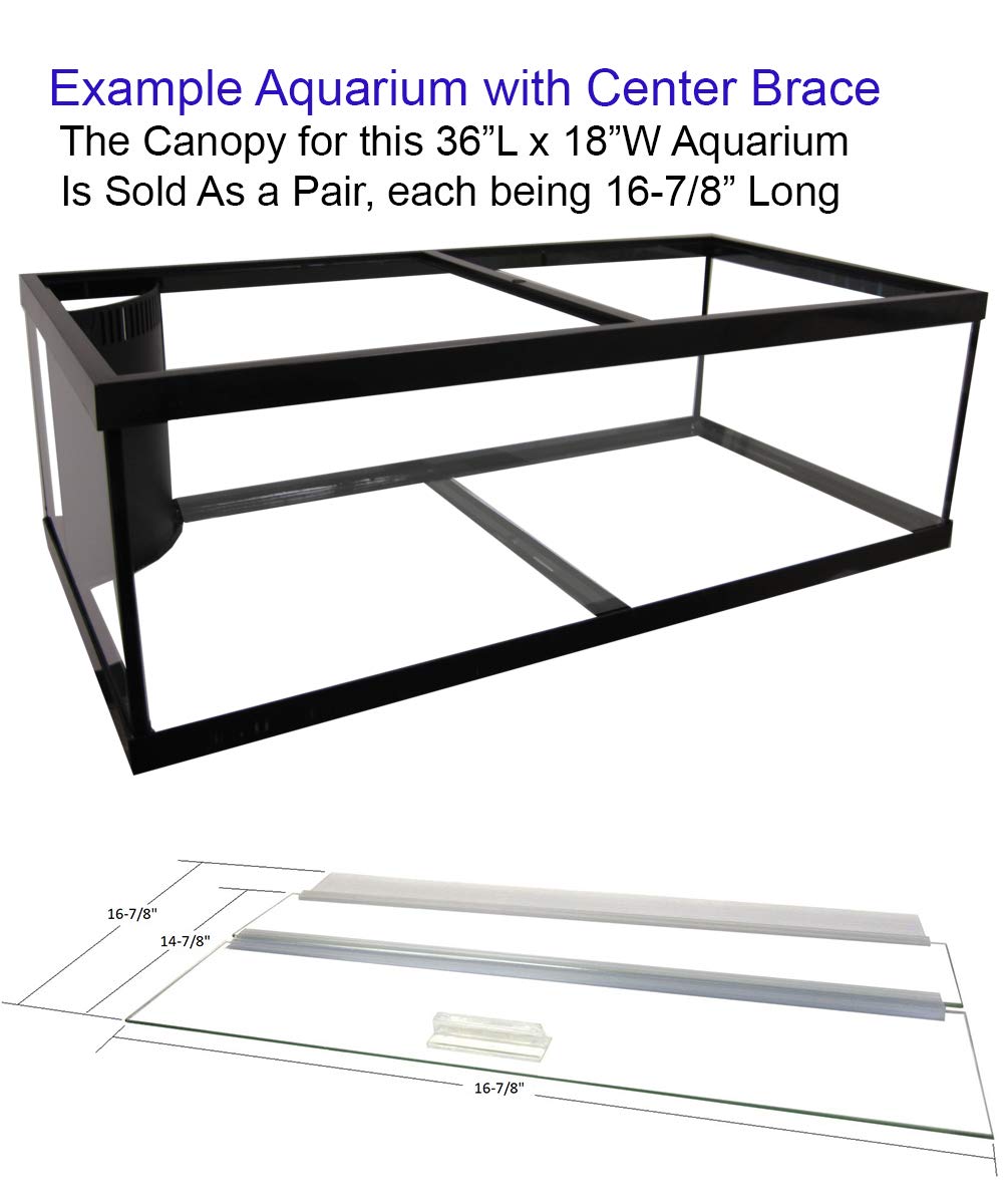 Glass Canopy Two Piece Set For Aquariums With And Without Center Braces, 5 Gallon To 200 Gallon Aquariums (Tank With Center Brac