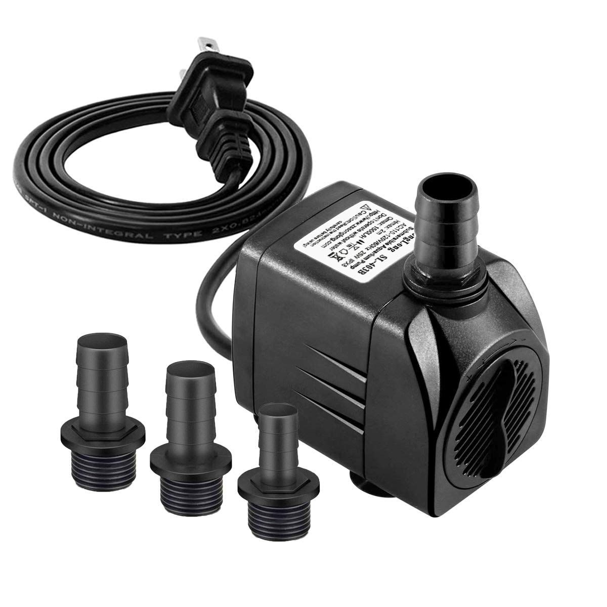 SongLong Submersible Pump 400GPH (1500L 25W) Ultra Quiet with Dry Burning Protection 6.5ft High Lift for Fountains, Hydroponics,
