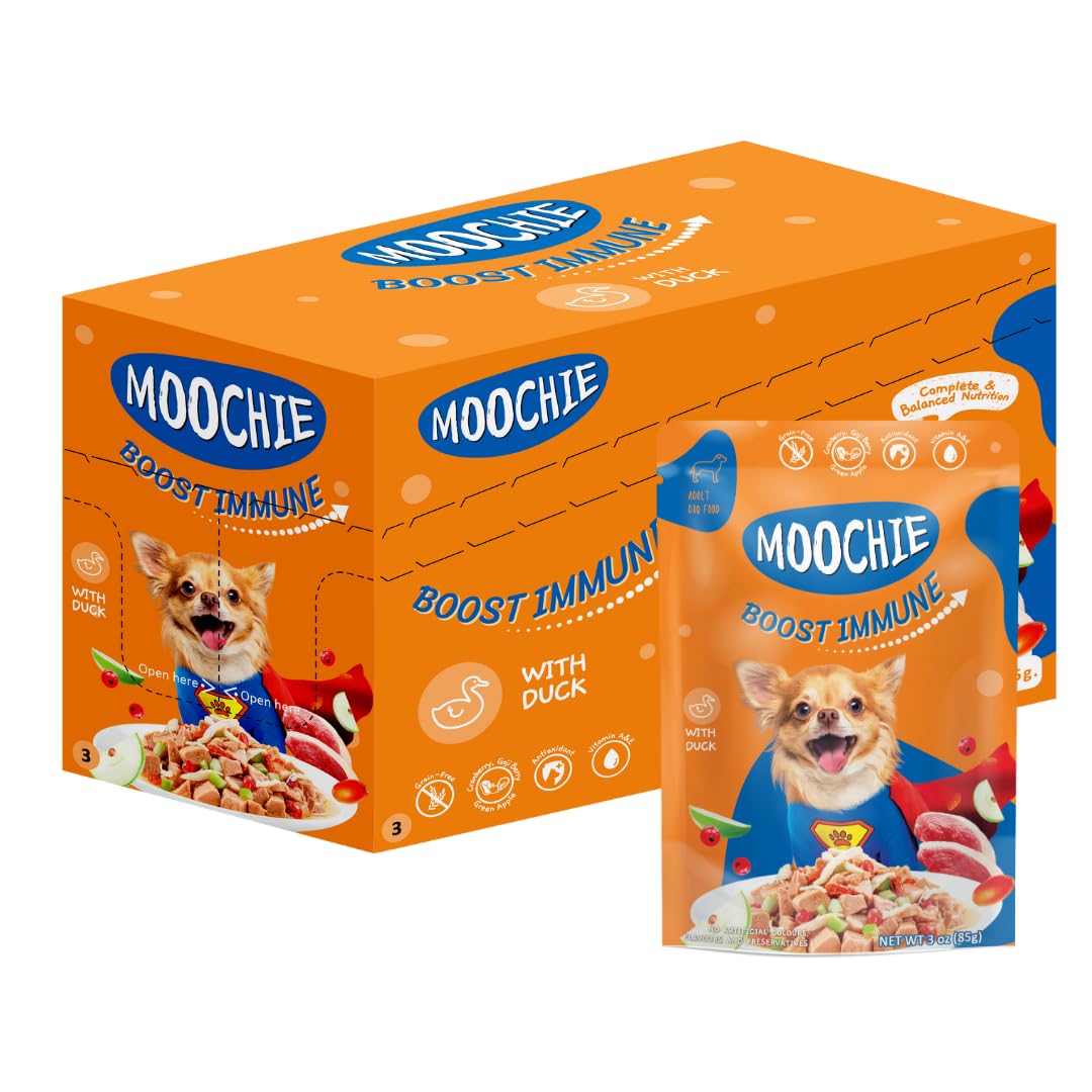 MOOCHIE Grain Free Small Dogs Wet Dog Food - Boost Immune - Duck, Cranberry & Goji Berry - No Artificial Flavors or Preservative
