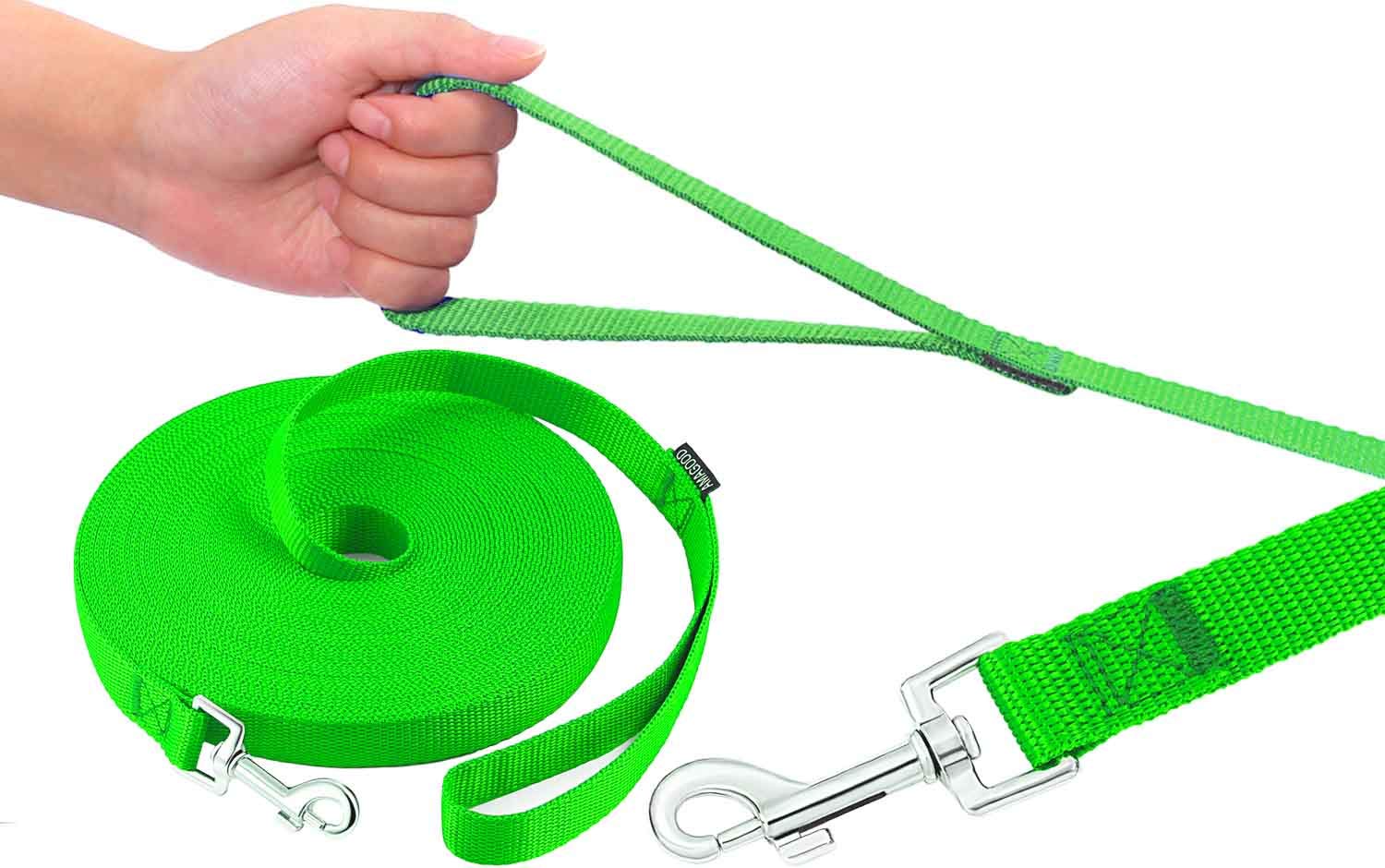 Amagood Dog/Puppy Obedience Recall Training Agility Lead-15 Ft 20 Ft 30 Ft 50 Ft Long Leash-For Dog Training,Recall,Play,Safety,