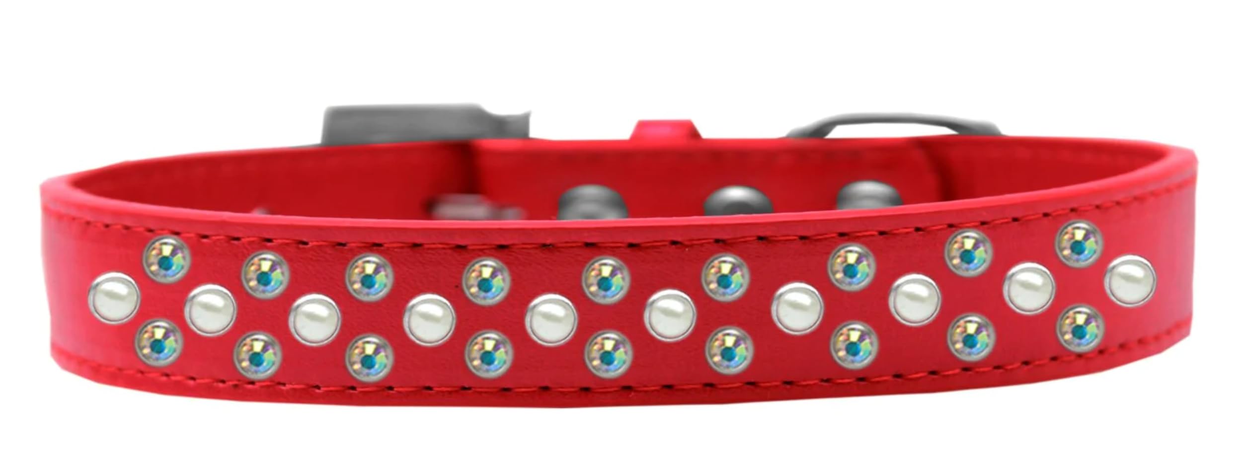 Dog, Puppy & Pet Fashion Collar, Pearl and Aurora Borealis Crystal Rimsets Sprinkles Aqua 20