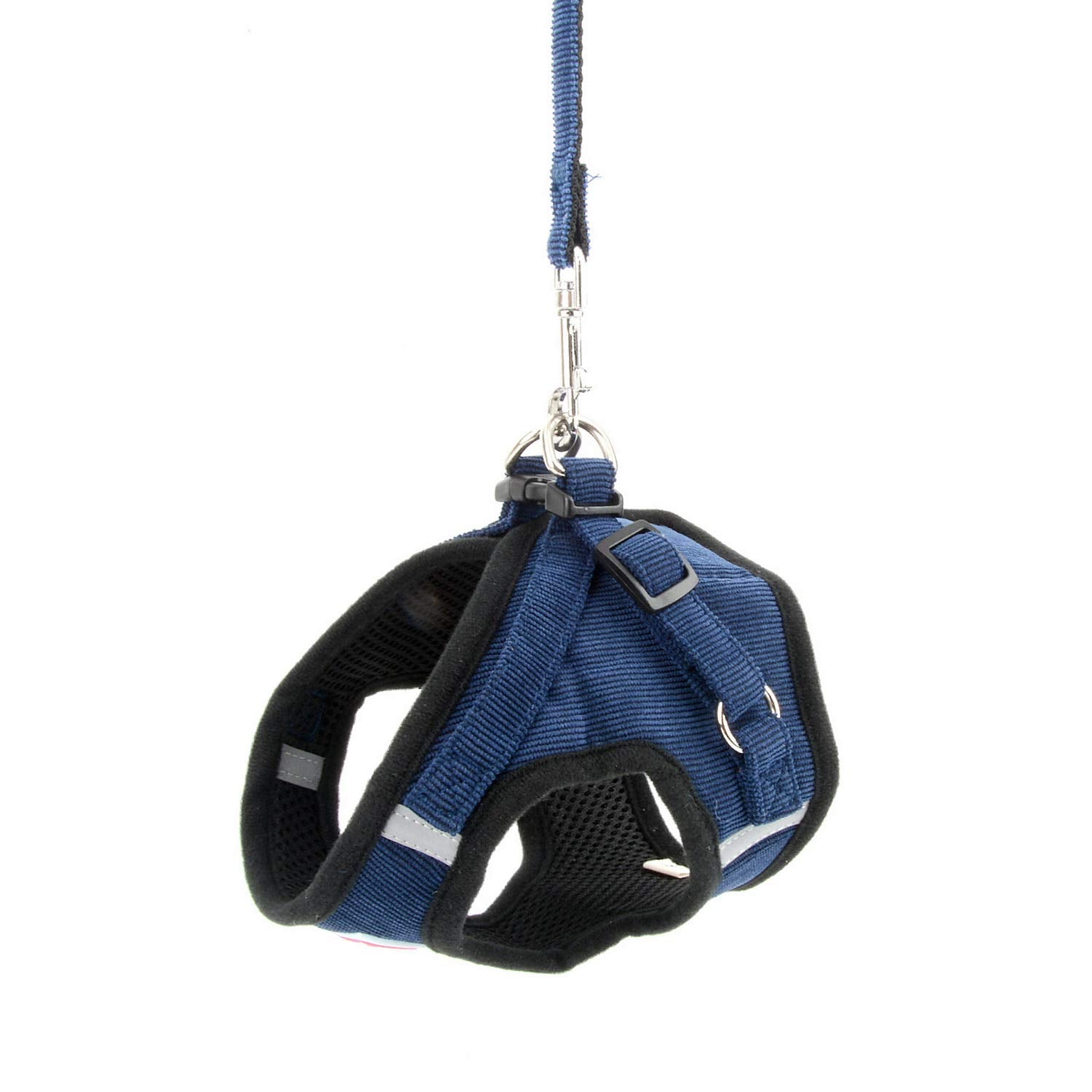 Zunea Small Dog Harness and Leash Set No Pull Adjustable Reflective Step-in Puppy Boy Girl Vest Harnesses Soft Corduroy Mesh Pad