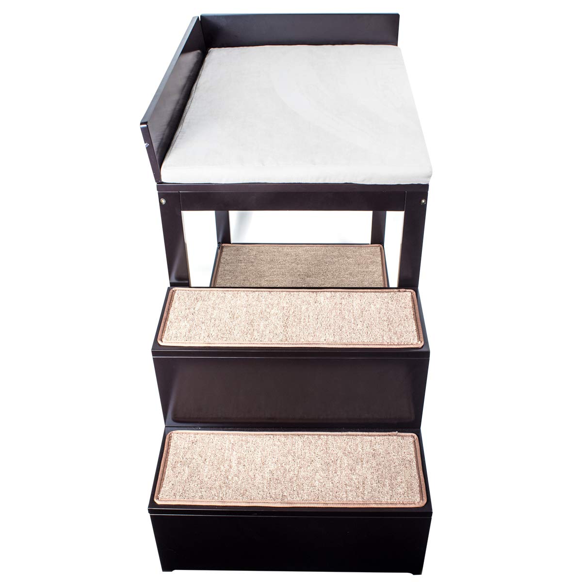 Penn-Plax Buddy Bunk Pet Stairs for Small Dogs & Cats, 3-Step System, Brown, 44"L x 20"W x 29"Th, Model DOGF60