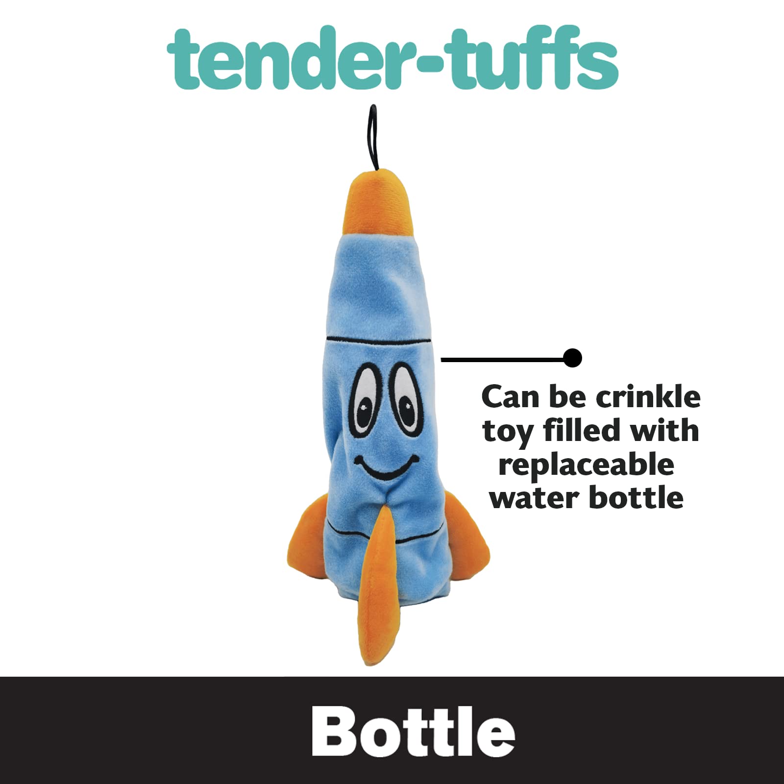 Smartpetlove Snuggle Puppy Tender-Tuffs - Water Bottle Cruncher With No Squeaker - Rocco Rocket Bottle Cover Dog Toy