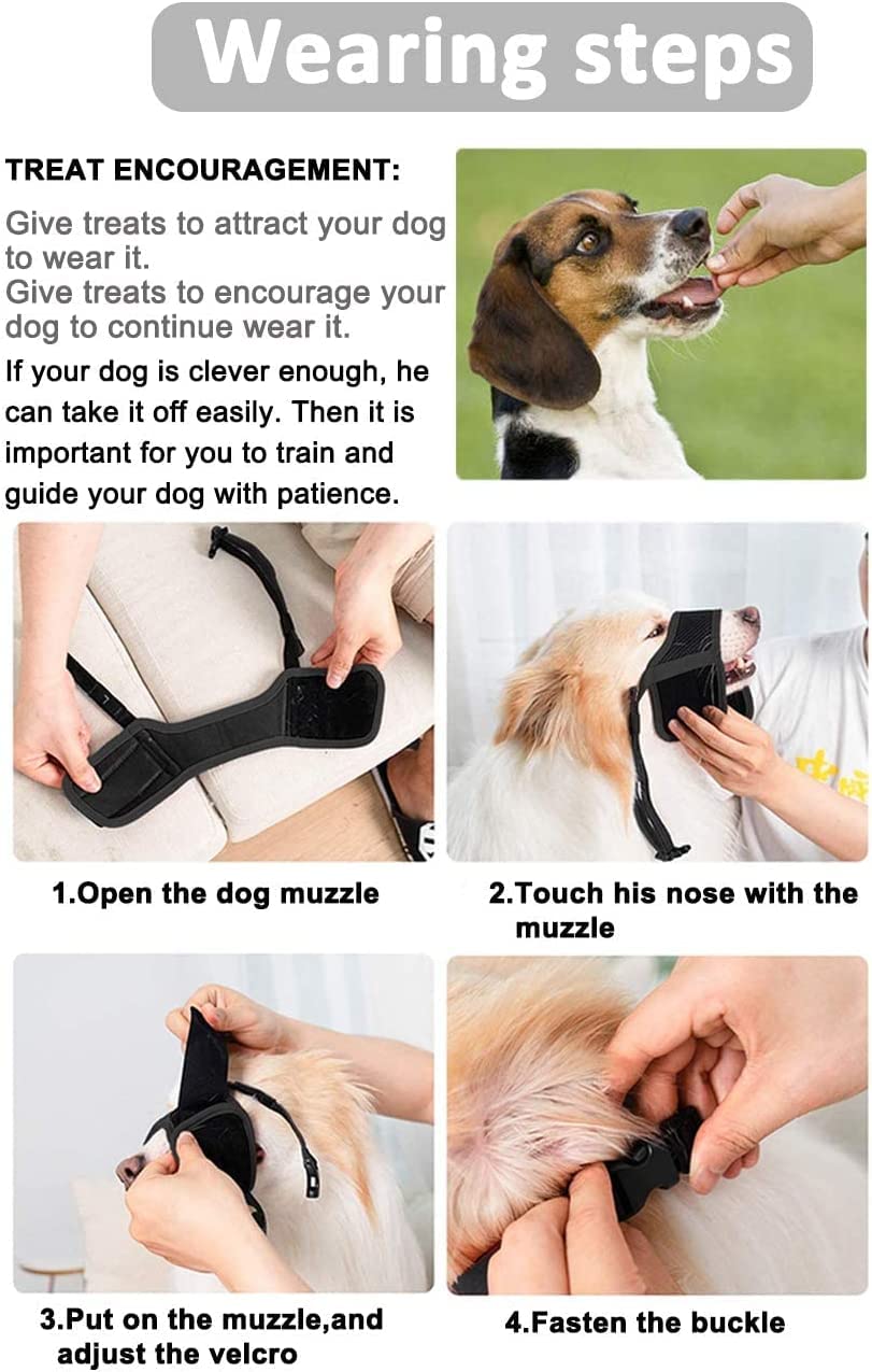 LUCKYPAW Dog Muzzle Anti Biting Barking and Chewing with Comfortable Mesh Soft Fabric and Adjustable Strap, Suitable for Small,