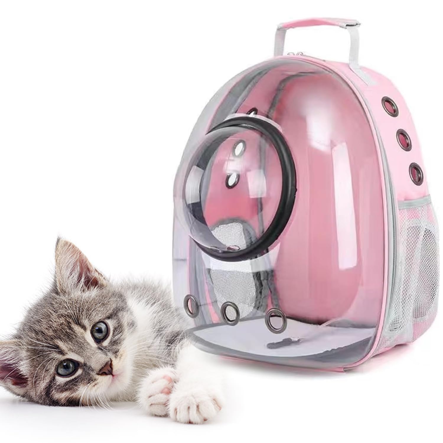 Petbabas Cat Carrier Backpack | Breathable Travel Bag for Cats & Small Pets | Portable Pet Backpack with Mesh Windows, Safety Zi