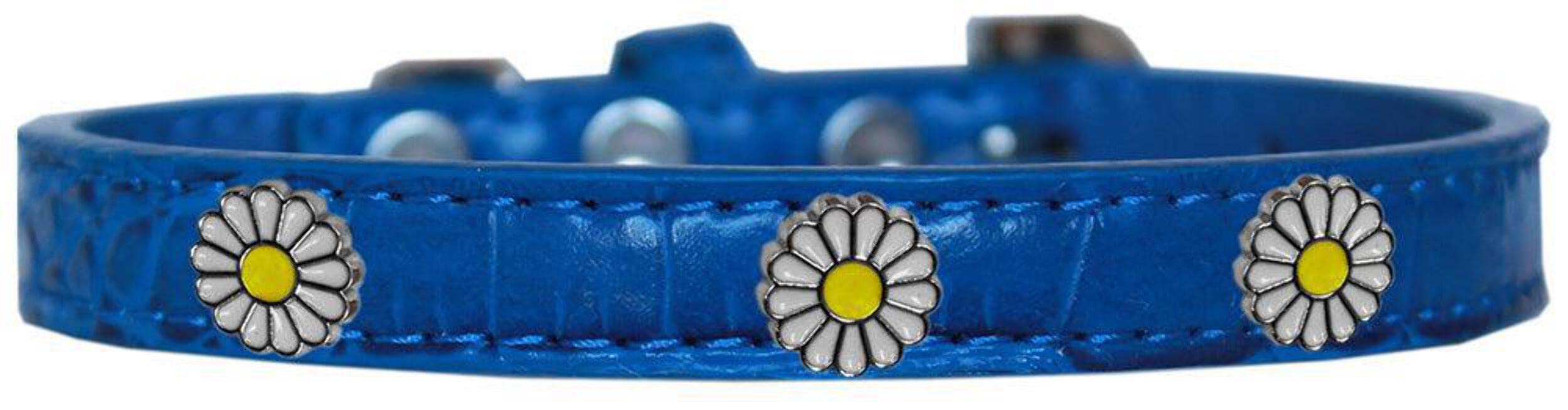 Dog, Puppy & Pet Designer Croc Widget Collar, "White Daisies" Purple 12